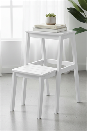Bianco Beyaz Mat Merdiven Tabure  – Modern Dekoratif Basamaklı Tabure, Çok Amaçlı 36x40x58 cm 