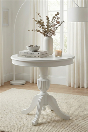 Brayden Beyaz Fiskos Sehpa – 70x70x71 cm Modern Minimalist Sehpa, Salon, Oturma Odası ve Bekleme Alanı İçin Şık Beyaz Sehpa