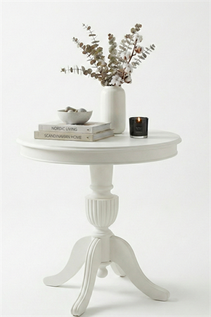 Brayden Beyaz Fiskos Sehpa – 70x70x71 cm Modern Minimalist Sehpa, Salon, Oturma Odası ve Bekleme Alanı İçin Şık Beyaz Sehpa