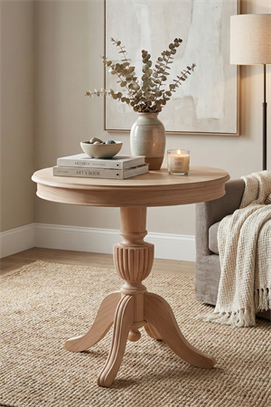 Brayden Naturel Fiskos Sehpa – 70x70x71 cm Modern Minimalist Sehpa, Salon ve Oturma Odası İçin Şık Doğal Renk Sehpa