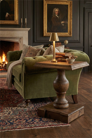 Woodenbend Bruno Masif Ladin Yan Sehpa El Yapımı Rustik Ahşap Koltuk Yanı Sehpa 51x51x65 cm | Doğal Klasik Country Dekoratif Sehpa