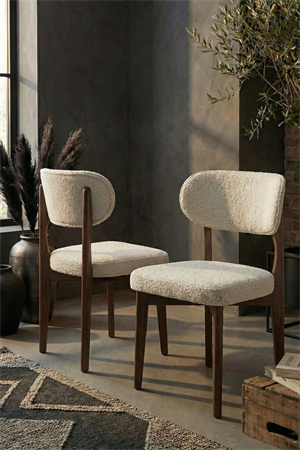 Cosmo Ceviz Renk Ahşap Döşemeli Sandalye 2li Set 54x48x80 cm – Modern Kumaş Kaplı Yemek Odası & Mutfak Sandalyesi Takımı