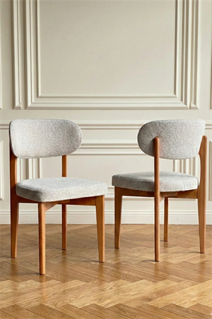 Cosmo Natural Ahşap Döşemeli Sandalye 54x48x80 cm – Modern Masif Ahşap Kumaş Kaplı Yemek Odası & Mutfak Sandalyesi