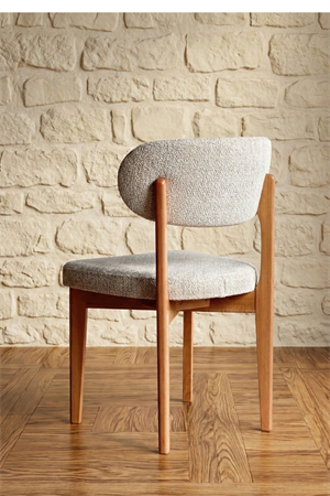 Cosmo Natural Ahşap Döşemeli Sandalye 54x48x80 cm – Modern Masif Ahşap Kumaş Kaplı Yemek Odası & Mutfak Sandalyesi