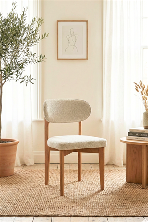 Cosmo Natural Ahşap Döşemeli Sandalye 2li Set 54x48x80 cm – Modern Kumaş Kaplı Yemek Odası & Mutfak Sandalyesi Takımı