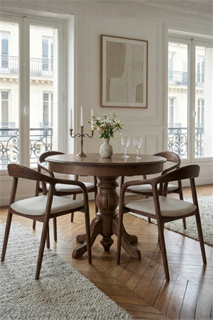 Diana Ceviz  Rengi Ahşap Açılır 4 Sandalyeli Mutfak Masa Takımı 100x100 – Açıldığında 100x130 cm, Vintage Masa Takımı