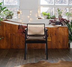 Woodenbend Emily Siyah Kollu Kayın Sandalye – Ahşap Hazeran Detaylı El İşçiliği