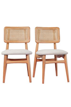 İris Natural Renk Kayın Ağacı Doğal Hazeran Sırt Döşemeli Sandalye 4lü Set | Country & İskandinav Tarz Ahşap Yemek Odası Sandalyesi