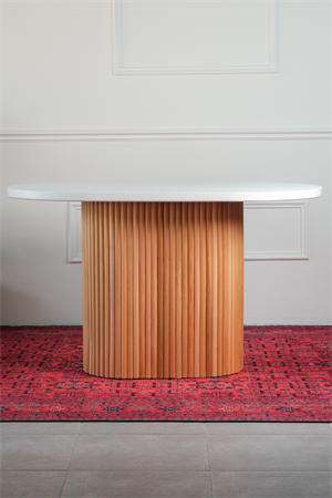 Woodenbend Mirla Natural Beyaz  80x130 cm Oval Yemek Masası – Bohem & İskandinav Tarz