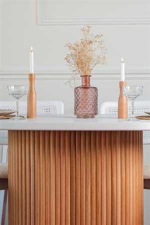 Woodenbend İris Oval Natural Beyaz 80x130 Ahşap Yemek Masası Takımı – Ahşap Sandalyeli 4 Kişilik Masa Seti