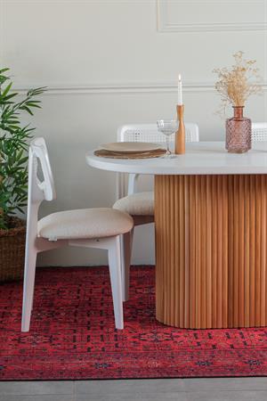 Woodenbend İris Oval Natural Beyaz 80x130 Ahşap Yemek Masası Takımı – Ahşap Sandalyeli 4 Kişilik Masa Seti