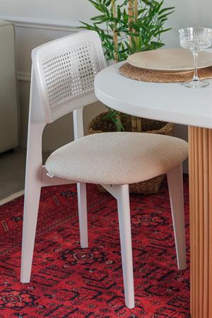 Woodenbend İris Oval Natural Beyaz 80x130 Ahşap Yemek Masası Takımı – Ahşap Sandalyeli 4 Kişilik Masa Seti