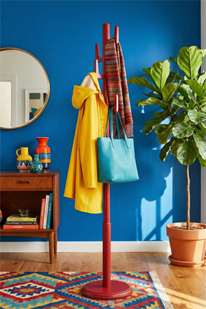 Woodenbend Leonor Mat Lake Kırmızı Masif Kayın Ahşap Askılık 178 cm | Klasik Country & Modern Tarz Dekoratif Ayaklı Elbise Askılığı Portmanto