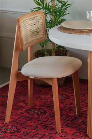 Woodenbend Mirla Oval Natural Beyaz  80x130 Ahşap Yemek Masası Takımı – Hazeran Sandalyeli 4 Kişilik Masa Seti