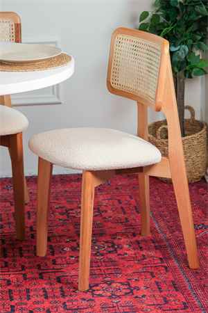 Woodenbend Mirla Oval Natural Beyaz  80x130 Ahşap Yemek Masası Takımı – Hazeran Sandalyeli 4 Kişilik Masa Seti