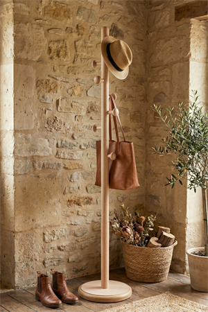 Woodenbend Matteo Natural Masif Kayın Ahşap Askılık 178 cm | Modern İskandinav & Bohem Tarz Ayaklı Elbise Askılığı Dekoratif Portmanto