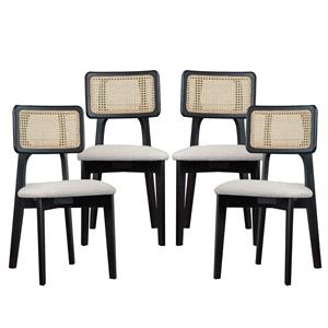 Woodenbend Mirla Ahsap Hazeranlı Sandalye Siyah (4 Adet)