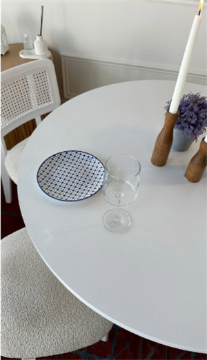 Woodenbend Mirla Beyaz 100 cm Yuvarlak Yemek Masası – Bohem & İskandinav Tarz