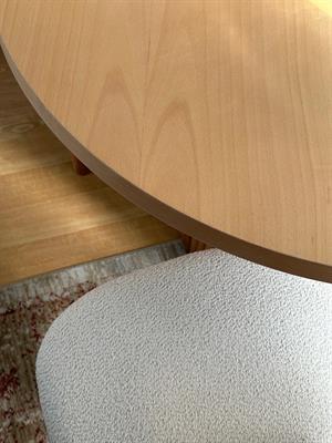 Woodenbend Mirla Yuvarlak Natural 100 cm Ahşap Yemek Masası Takımı – Hazeran Sandalyeli 4 Kişilik Masa Seti