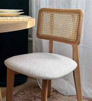 Woodenbend Mirla Yuvarlak Natural 100 cm Ahşap Yemek Masası Takımı – Hazeran Sandalyeli 4 Kişilik Masa Seti