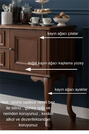 Woodenbend Olivia Ceviz Renk Ahşap Konsol | Kayın Kaplama Modern Country İskandinav Çok Amaçlı Şık Konsol Dolap