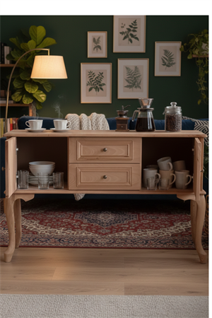Woodenbend Olivia Natural Ahşap Konsol 130 cm | Kayın Kaplama Modern Çok Amaçlı Şık Konsol