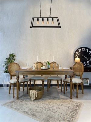 Woodenbend Orlando Dikdörtgen Masif Ceviz Rengi 80x160cm Masif Ahşap Yemek Masası Takımı – Ahşap Sandalyeli 4 Kişilik Masa Seti