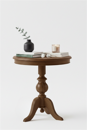 Arden Ceviz Rengi Fiskos Yan Sehpa – 60x60x62 cm Modern Minimalist Sehpa, Salon ve Oturma Odası İçin Şık Dekoratif Sehpa