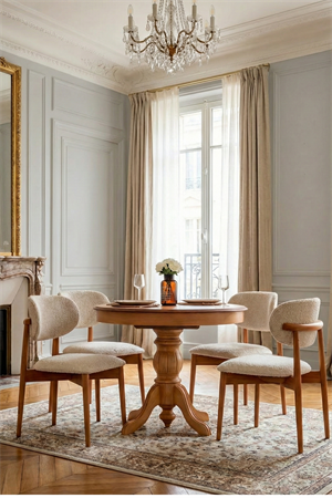 Woodenbend Raymond Naturel Ahşap Açılır 4 Sandalyeli Mutfak Masa Takımı 100x100 – Açıldığında 100x130 cm, Bohem İskandinav Masa Takımı