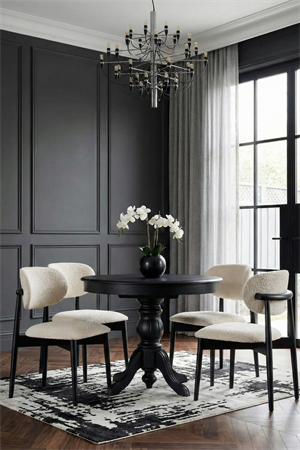 Raymond Siyah Ahşap Açılır 4 Sandalyeli Mutfak Masa Takımı 100x100 – Açıldığında 100x130 cm, Bohem İskandinav Masa Takımı