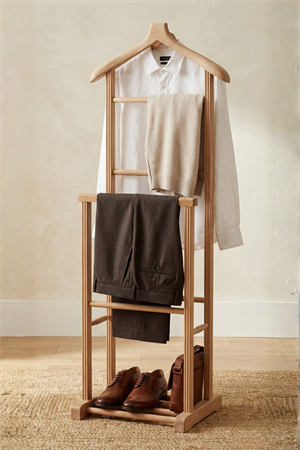 Servant Natural  Ahşap Çiftli Dilsiz Uşak 50x34x130 cm – Doğal Ahşap Elbise, Ceket & Takım Elbise Askılığı 