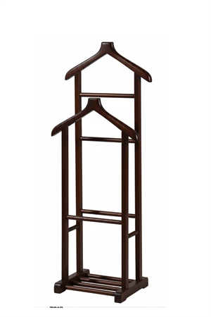 Stone Çift Tepeli Dilsiz Uşak Ceviz – Masif Kayın Ağacı Klasik Elbise Askılığı & Zamansız Ahşap Ceket Pantolon Standı (130x50x34 cm)