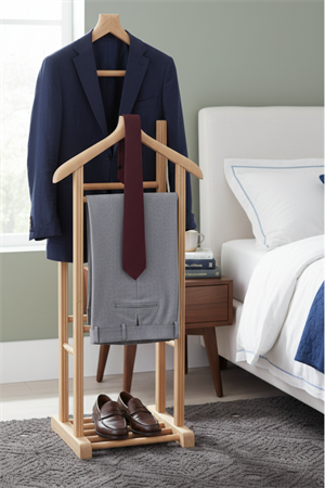 Stone Çift Tepeli Dilsiz Uşak Natural Ahşap – Masif Kayın Ağacı Doğal Elbise Askılığı & Modern Ahşap Ceket Pantolon Standı (130x50x34 cm)