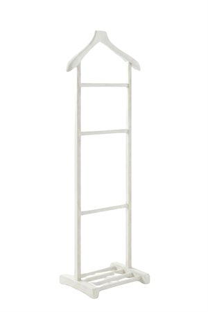 Woodenbend Stone Mat Lake Beyaz Masif Kayın Ahşap Dilsiz Uşak Askılık 130 cm | Modern İskandinav & Klasik Tarz Ceket Pantolon Askı Standı