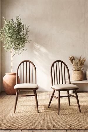 Woodenbend Alex Ceviz Yuvarlak 100 cm Ahşap Yemek Masası Takımı – Amerikan Sandalyeli 4 Kişilik Masa Seti