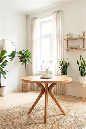 Woodenbend Alex Naturel Yuvarlak 100 cm Ahşap Yemek Masası Takımı – Amerikan Sandalyeli 4 Kişilik Masa Seti
