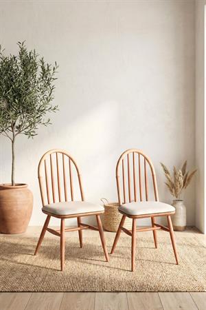 Woodenbend Alex Naturel Yuvarlak 100 cm Ahşap Yemek Masası Takımı – Amerikan Sandalyeli 4 Kişilik Masa Seti