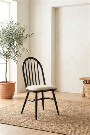 Woodenbend Alex Siyah Yuvarlak 100 cm Ahşap Yemek Masası Takımı – Amerikan Sandalyeli 4 Kişilik Masa Seti