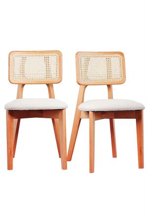 Woodenbend Andre Dikdörtgen Beyaz Natural 70x127 cm Ahşap Açılır Yemek Masası Takımı – Hazeranlı Sandalyeli 4 Kişilik Masa Seti