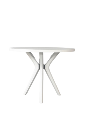 Arlen Yuvarlak Beyaz Ahşap Masa 100 cm – Modern Bohem İskandinav Yemek Masası