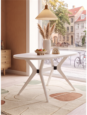 Woodenbend Arlen Beyaz Oval Benchli Yemek Masası Takımı 80x130 cm