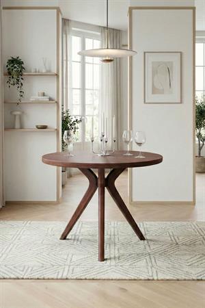 Woodenbend Arlen Ceviz 100 cm Yuvarlak Yemek Masası – Bohem & İskandinav Tarz