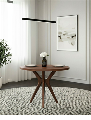 Woodenbend Arlen Ceviz Yuvarlak Masa Takımı 100 cm – 4 Mirla Hazeranlı Kayın Sandalyeli Yemek Masası