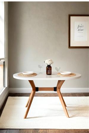 Arlen Natural  Beyaz Ahşap Yemek Masası 80x130 cm – İskandinav Tarzı Modern Mutfak Masası