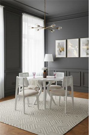 Woodenbend Arlen Yuvarlak Beyaz Ahsap Masa Sandalye Takımı 100x100