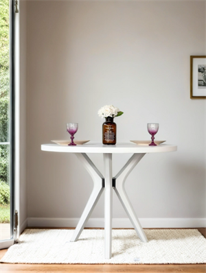 Woodenbend Arlen Yuvarlak Beyaz Ahsap Masa Sandalye Takımı 100x100