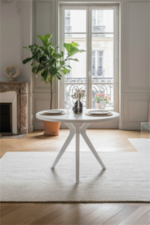 Woodenbend Arlen Yuvarlak Beyaz Ahsap Masa Sandalye Takımı 100x100