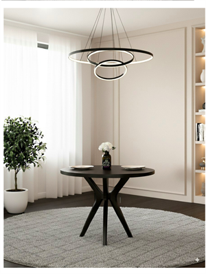 Woodenbend Arlen Yuvarlak Siyah Natural Masa Sandalye Takımı 100 cm– 4 Sandalyeli Bohem İskandinav Yemek Masası