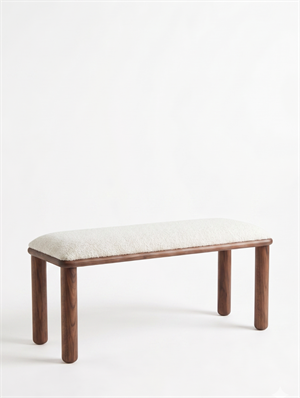 Woodenbend Arya Ceviz Ahşap Bench | Bohem & İskandinav Teddy Kumaş Bench