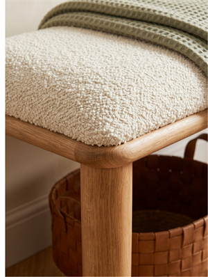 Woodenbend Arya Natural Ahşap Bench | Bohem & İskandinav Teddy Kumaş Bench